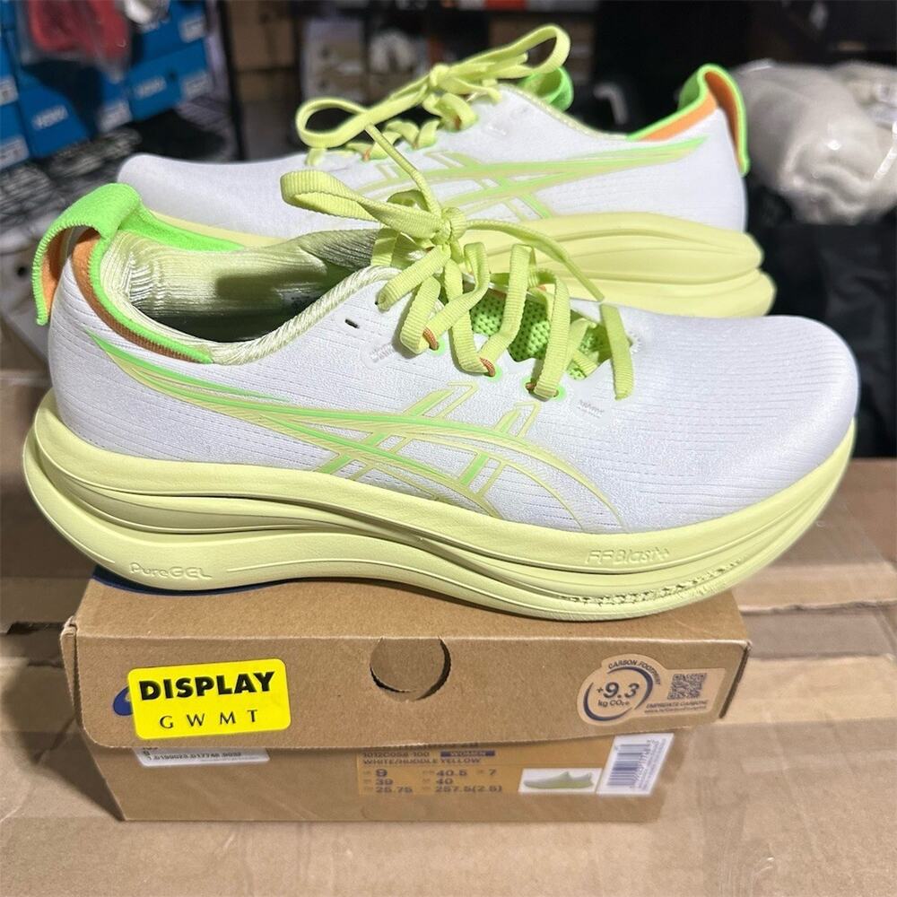 ASICS GEL-NIMBUS 28 White Huddle Yellow Sneakers | Womens 9 | NWD